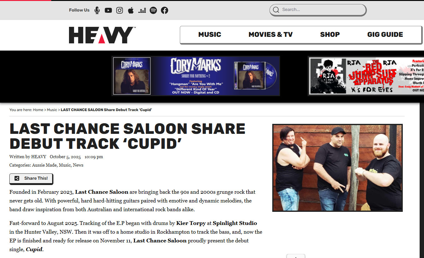 Rock it East Coast style - Last Chance Saloon press article